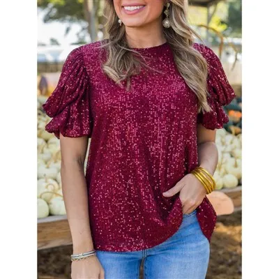 Túnica de lentejuelas roja